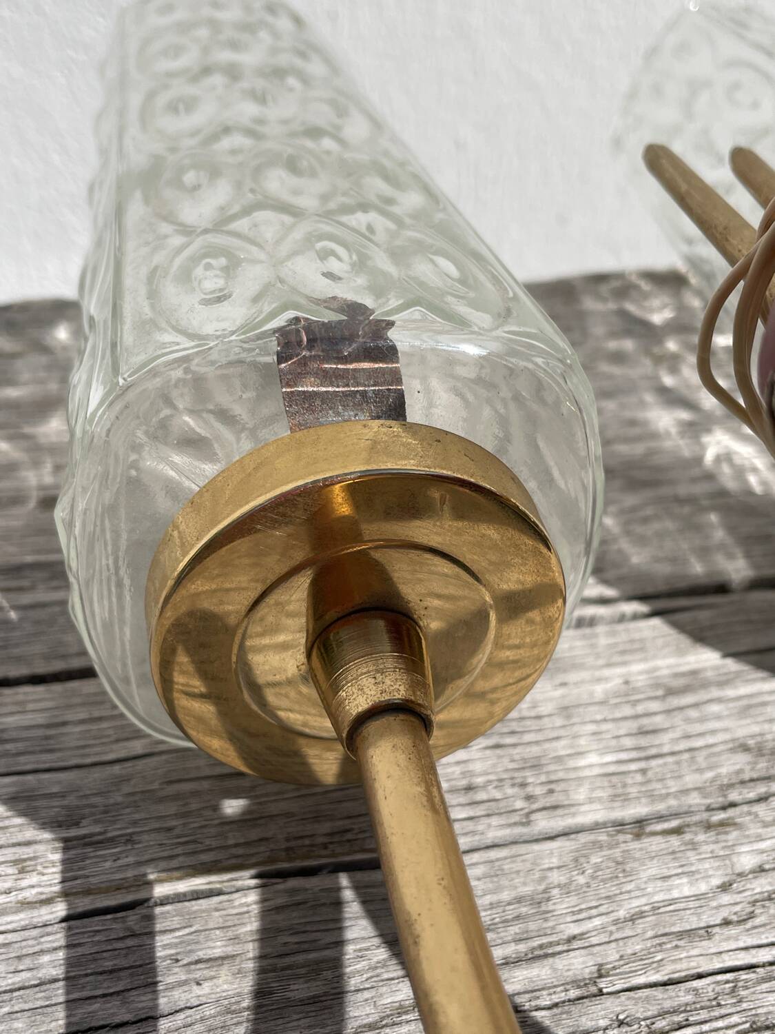 Brass and glass wall lamp 1950