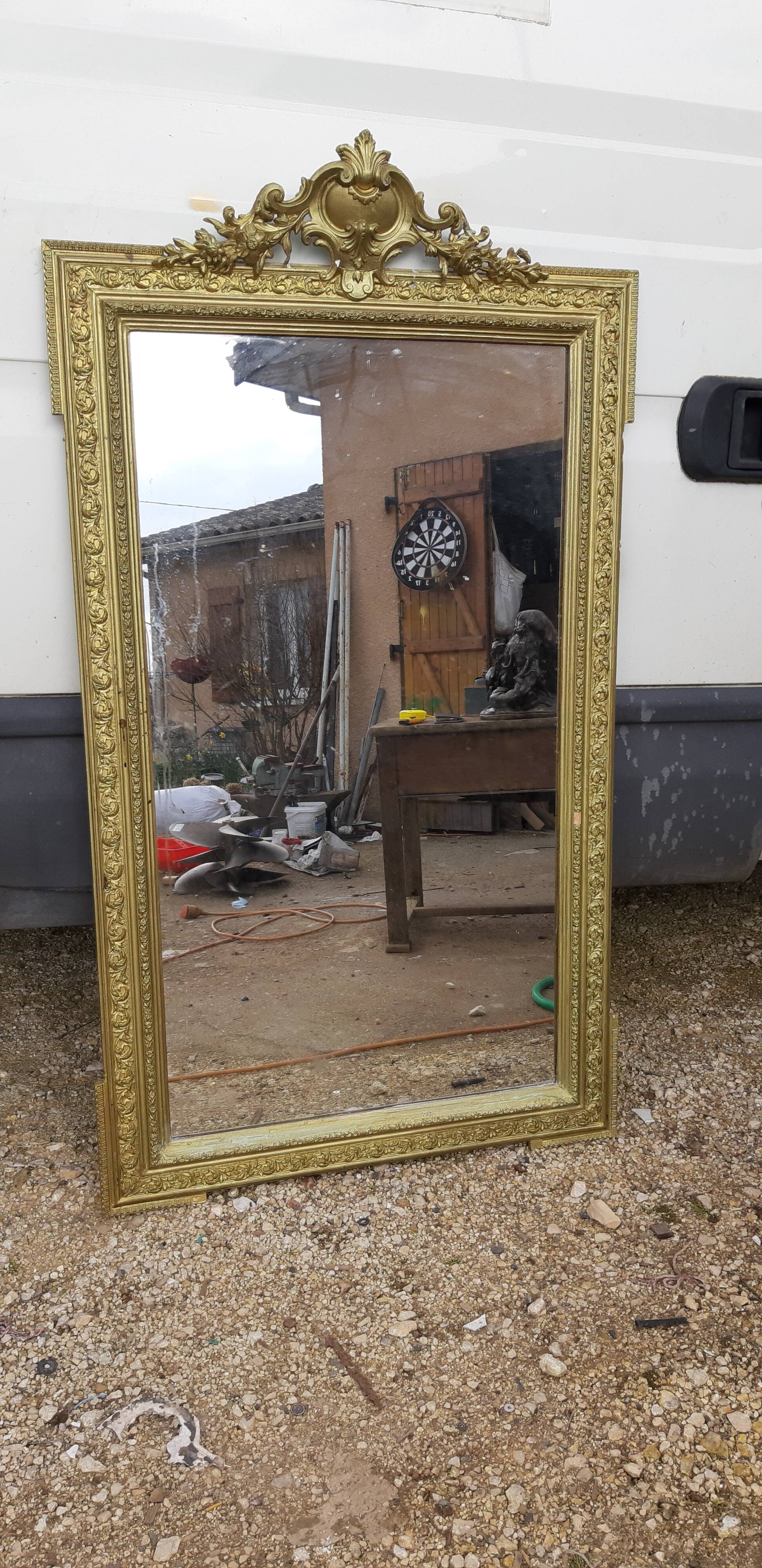 Mirror 19 th wood and golden stuc 156x87cm