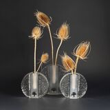 set of 3 round solifleur BLOCK VASES walther glas 60s 70s op art