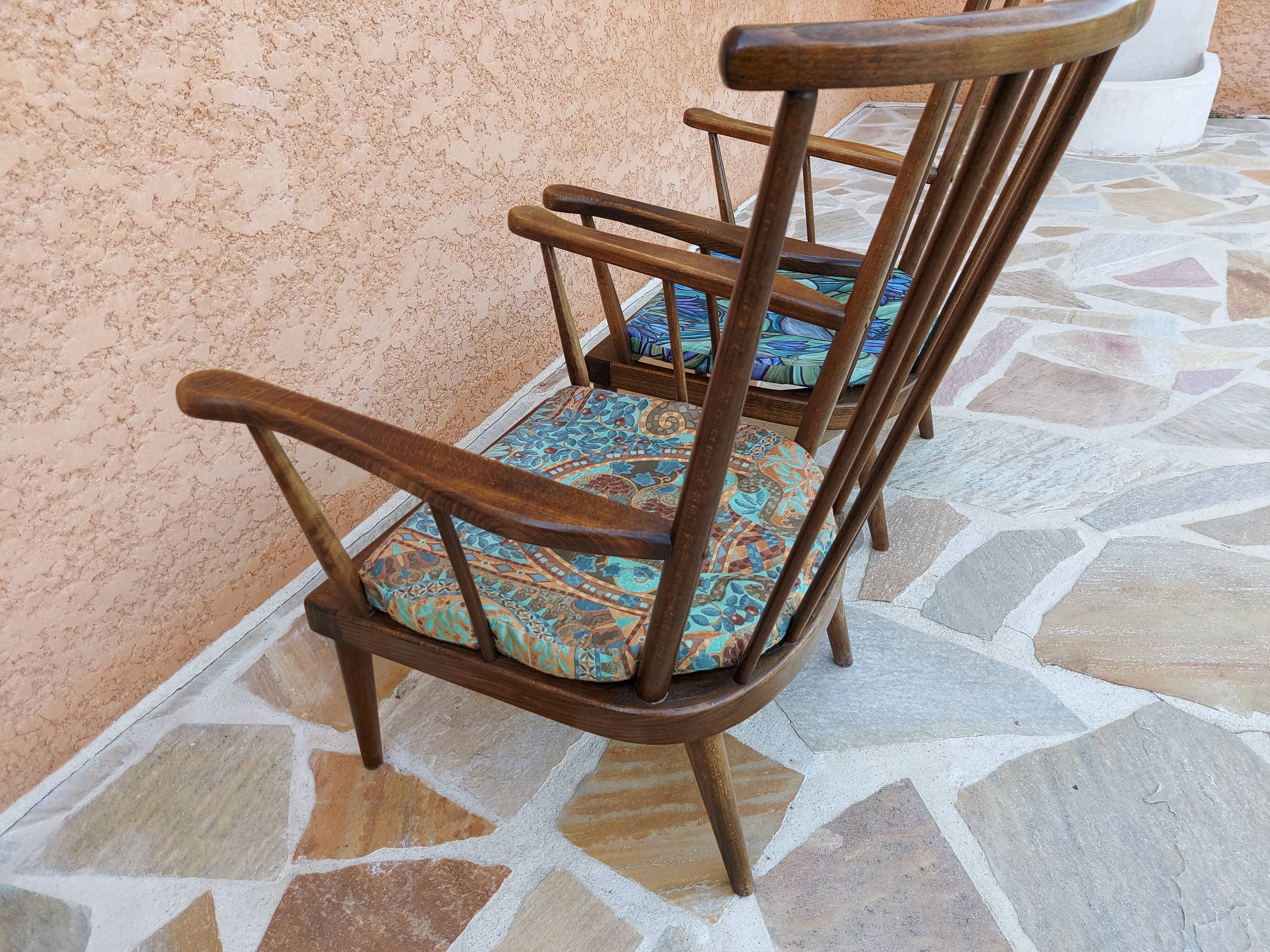 Pair of Baumann fan lounge chairs vintage 1965
