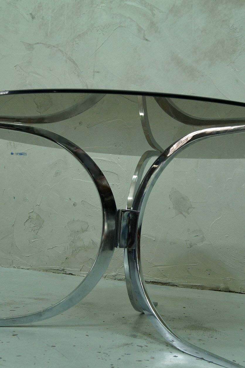 Italian modern chrome and glass coffee table, 1970