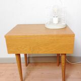 Scandinavian-style varnished wooden bedside table / vintage 60s-70s