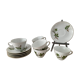 Vintage porcelain herbarium service 6 cups with plates