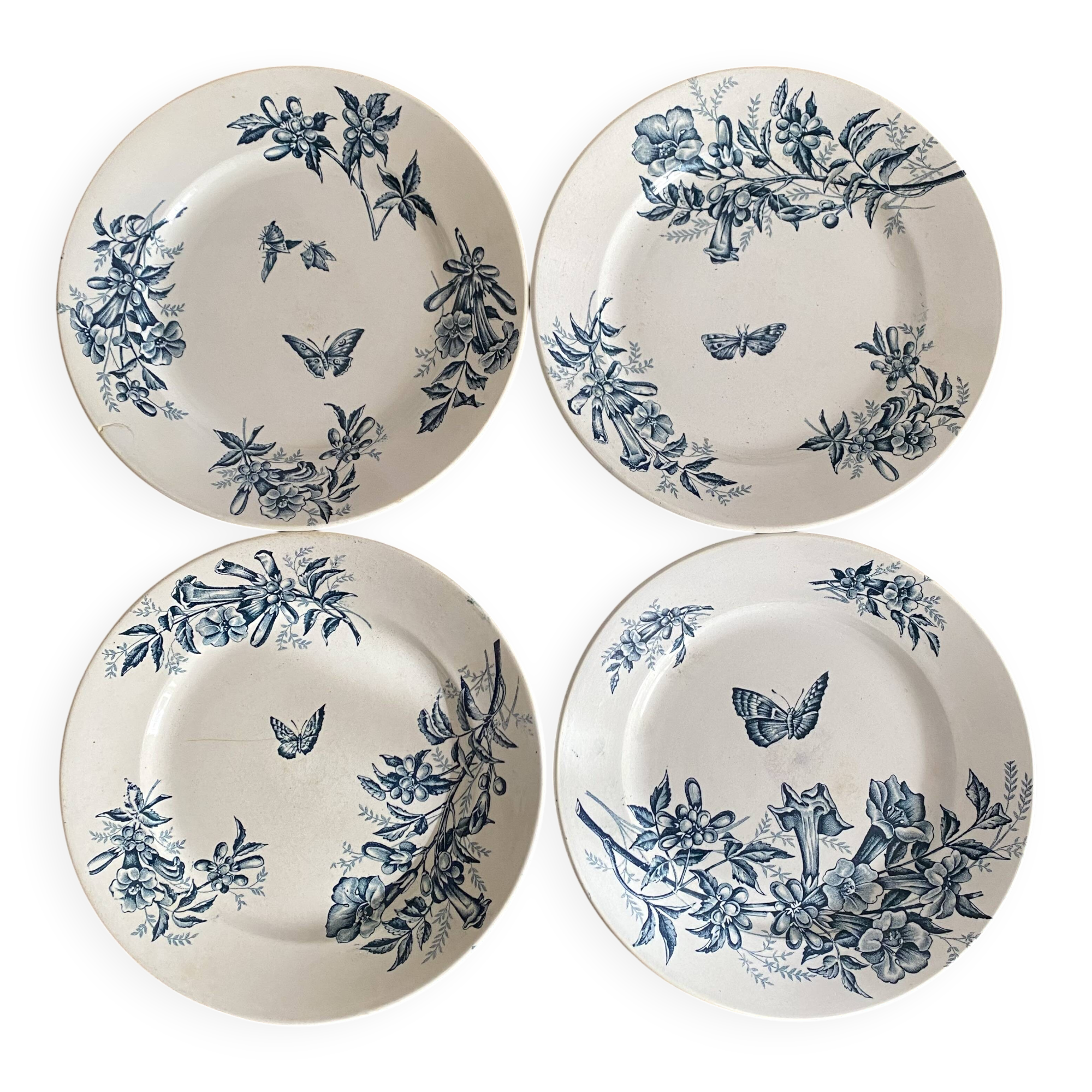 Badonviller ironstone dessert plates "Virginia Jasmine"