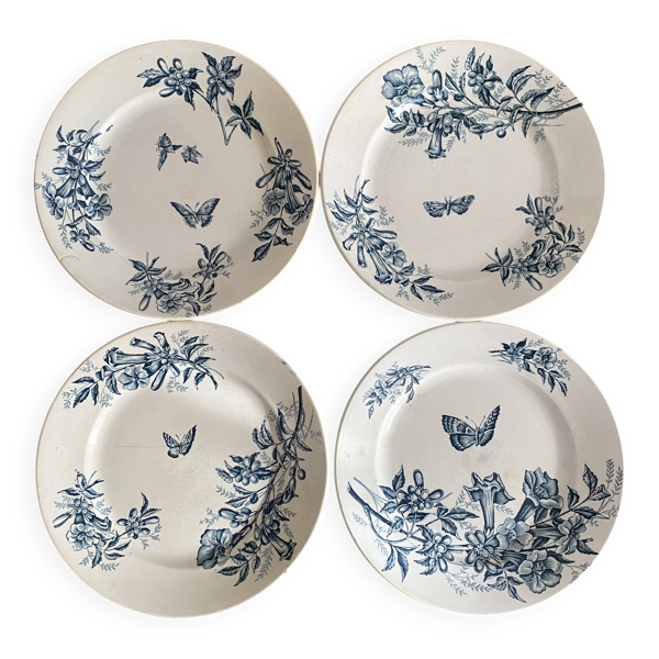 Assiettes à dessert en terre de fer Badonviller ''Jasmin de Virginie
