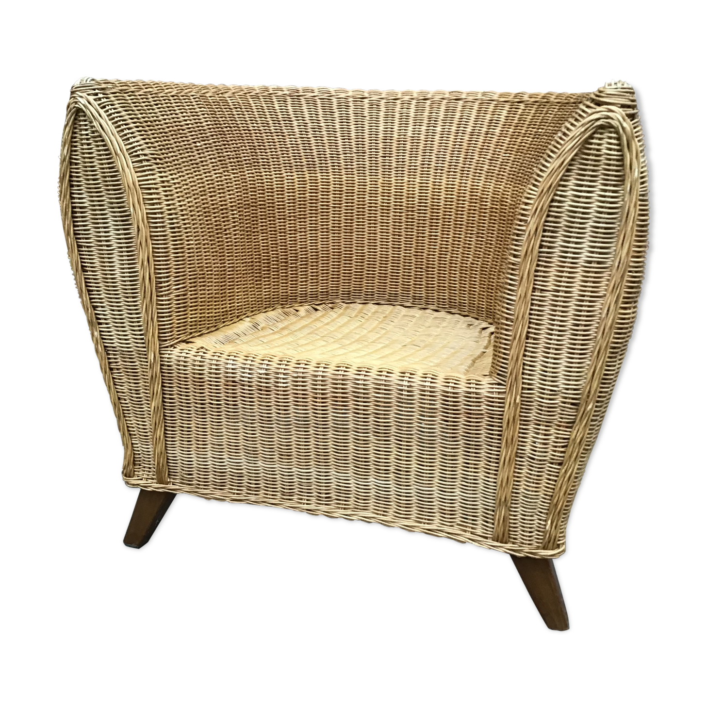 Vintage gondola armchair in rattan 1980