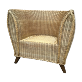 Vintage gondola armchair in rattan 1980