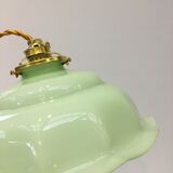 Vintage suspension lamp in green opaline