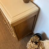 Vintage chest of drawers in wood and golden brass handles
