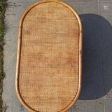 Table basse en rotin ovale vintage