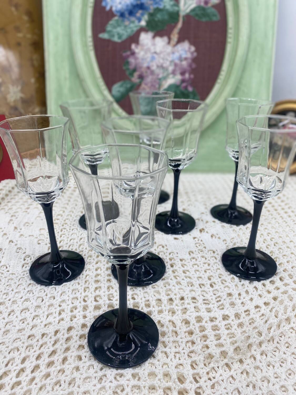 Black stemmed glasses