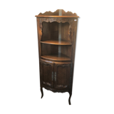Encoignure en bois massif sculpté meuble etagère d'angle.
