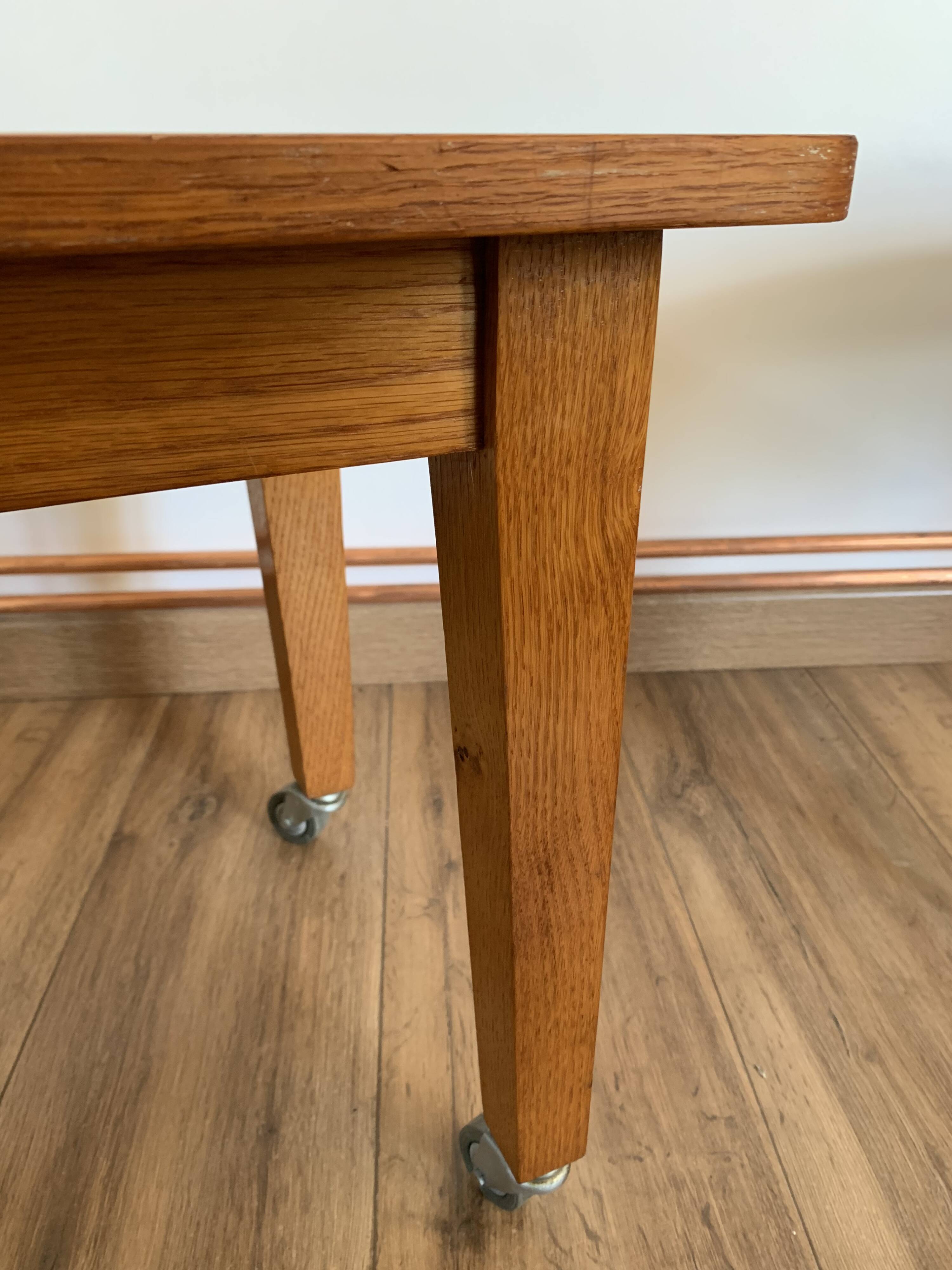 Vintage coffee table on casters