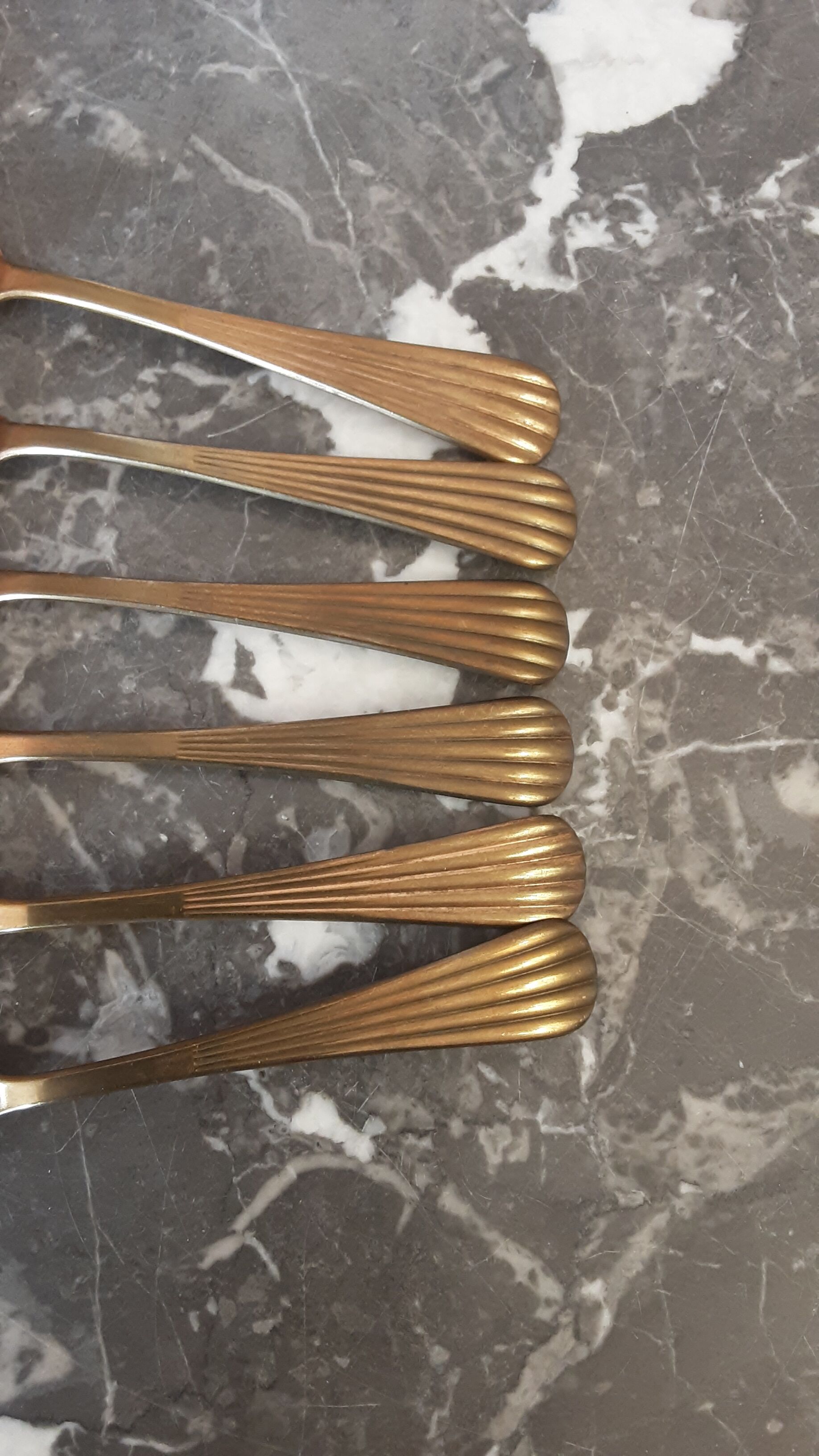 Set of 6 spoons for brass dessert - vintage