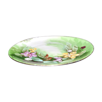 Collector's plate in Limoges porcelain A. LANTERNIER Hand-painted floral decoration