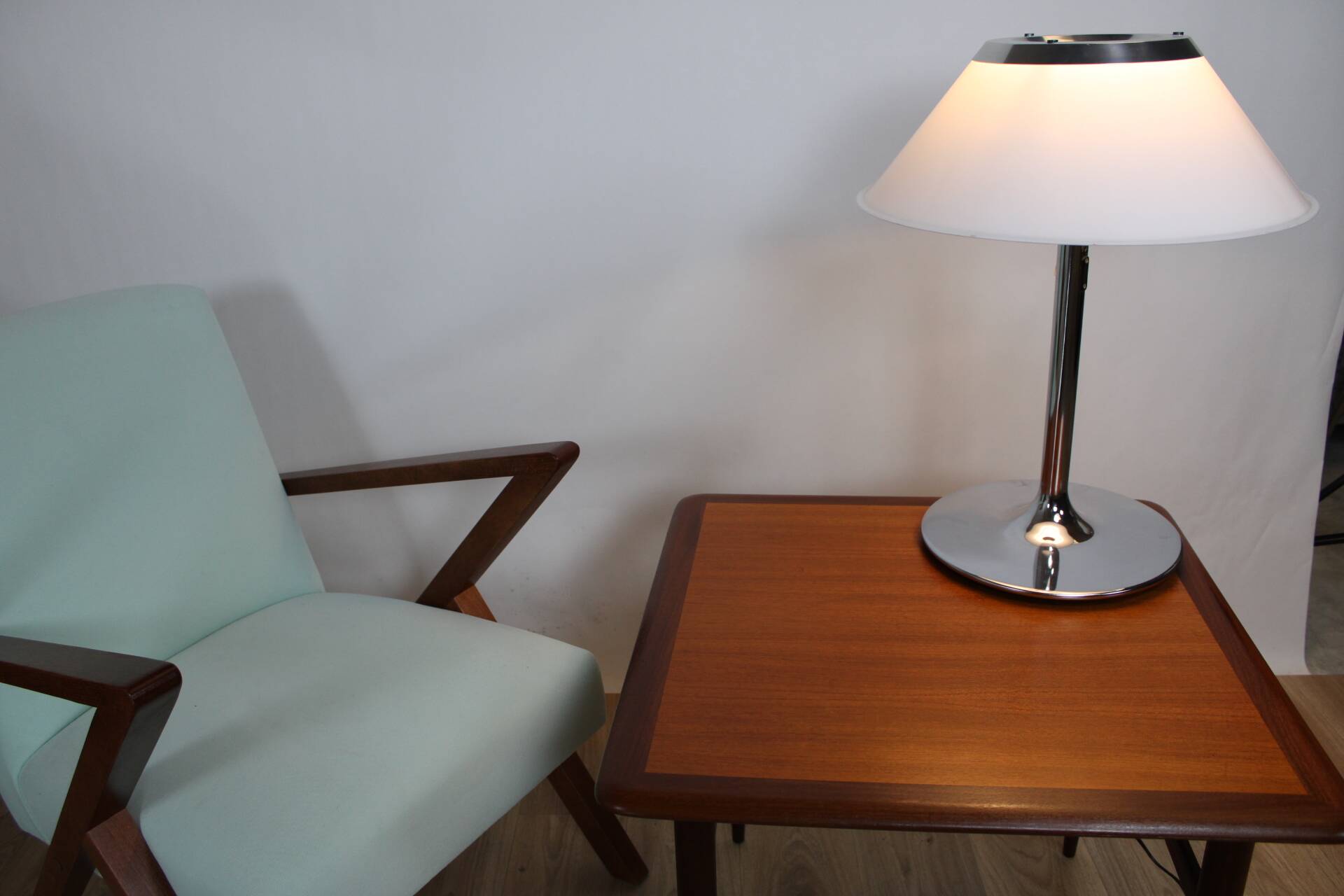 Vintage square teak coffee table 63x63 cm hbm mobler 1970 suede