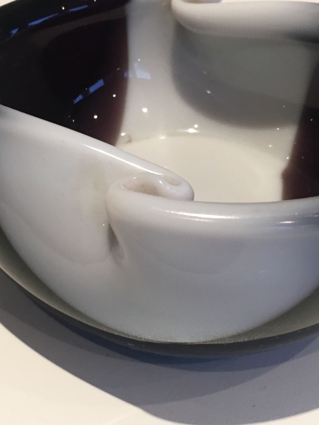 Two-Coloured Black and White Glass Dish with Swirls, circa 1970