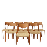 Ensemble de 8 chaises Niels Otto Møller modèle 71, années 1960, design danois du milieu du siècle moderne.