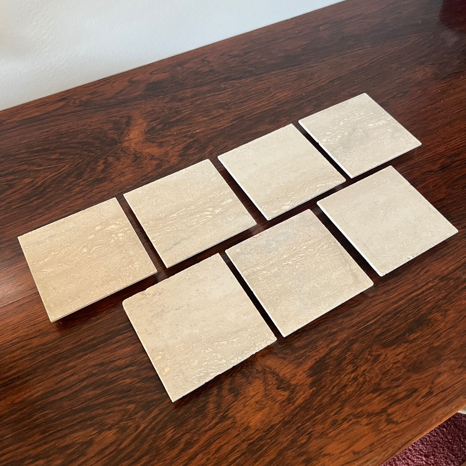 7 travertine marble coasters