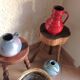 Fat Lava red ceramic vase by Pfortner Keramik / vintage 60s-70s
