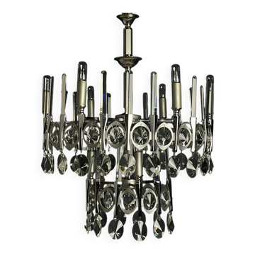 Classic glass chandelier from the mid-century by Gaetano Sciolari, Italy, 1970s.