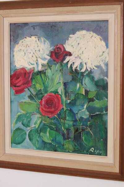 Original mid-century Swedish oil on panel – “Bloomer” by Hans Ripa – vintage & framed – 61.5 × 53 cm
