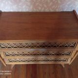 Dresser in blond wood and rattan 50s