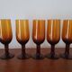 Set of 5 amber stemmed glasses