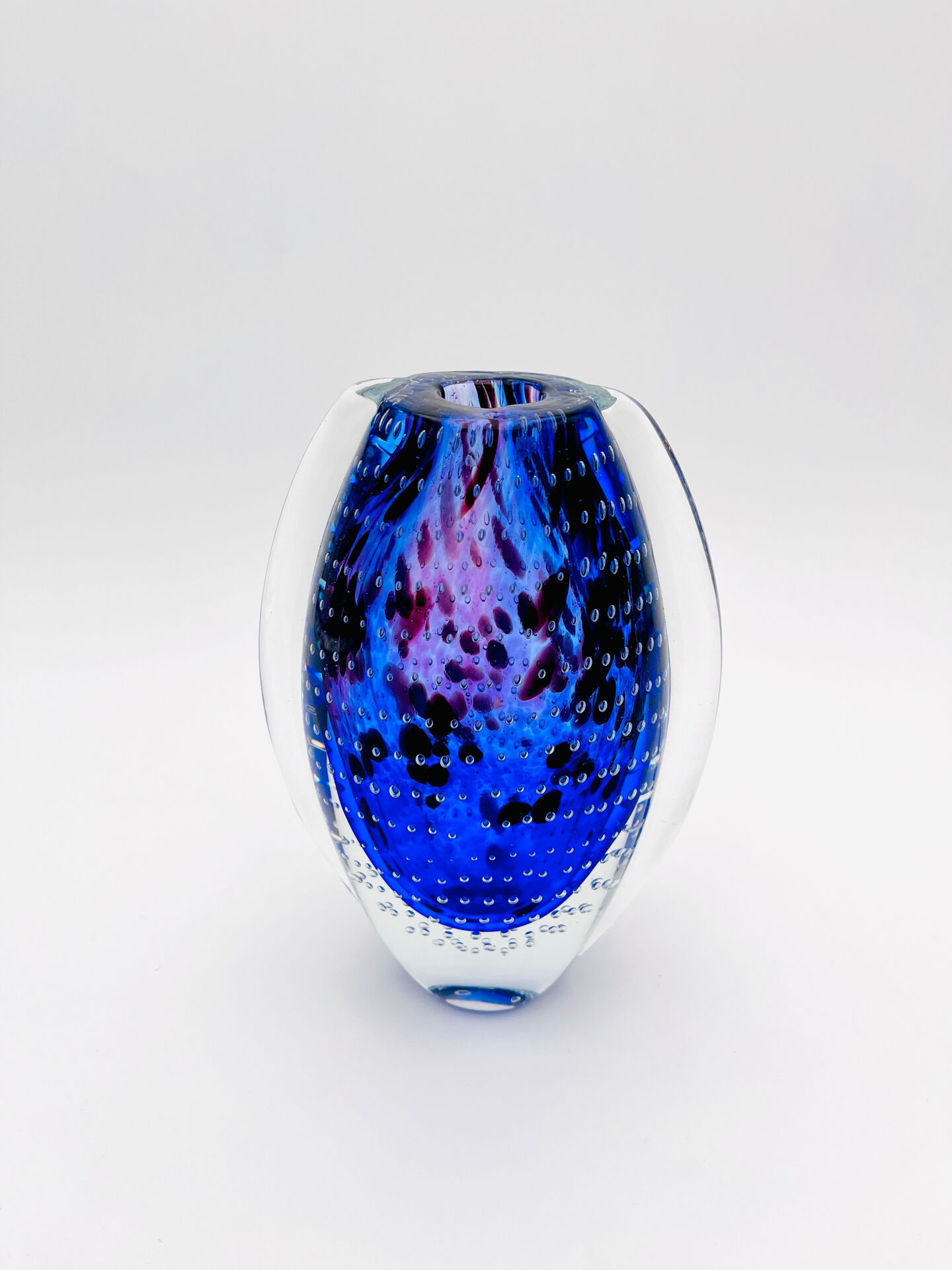 Murano Vase Sommerso Bullicante Cobalt Blue 1960s