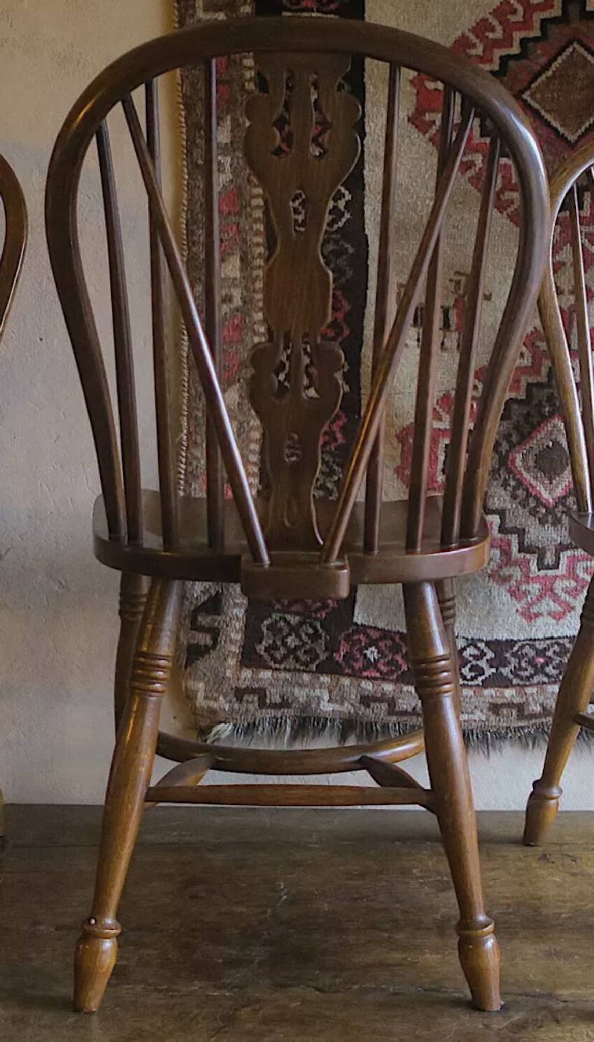 Lot de 6 chaises Windsor à dossier lyre en chêne massif, années 1960