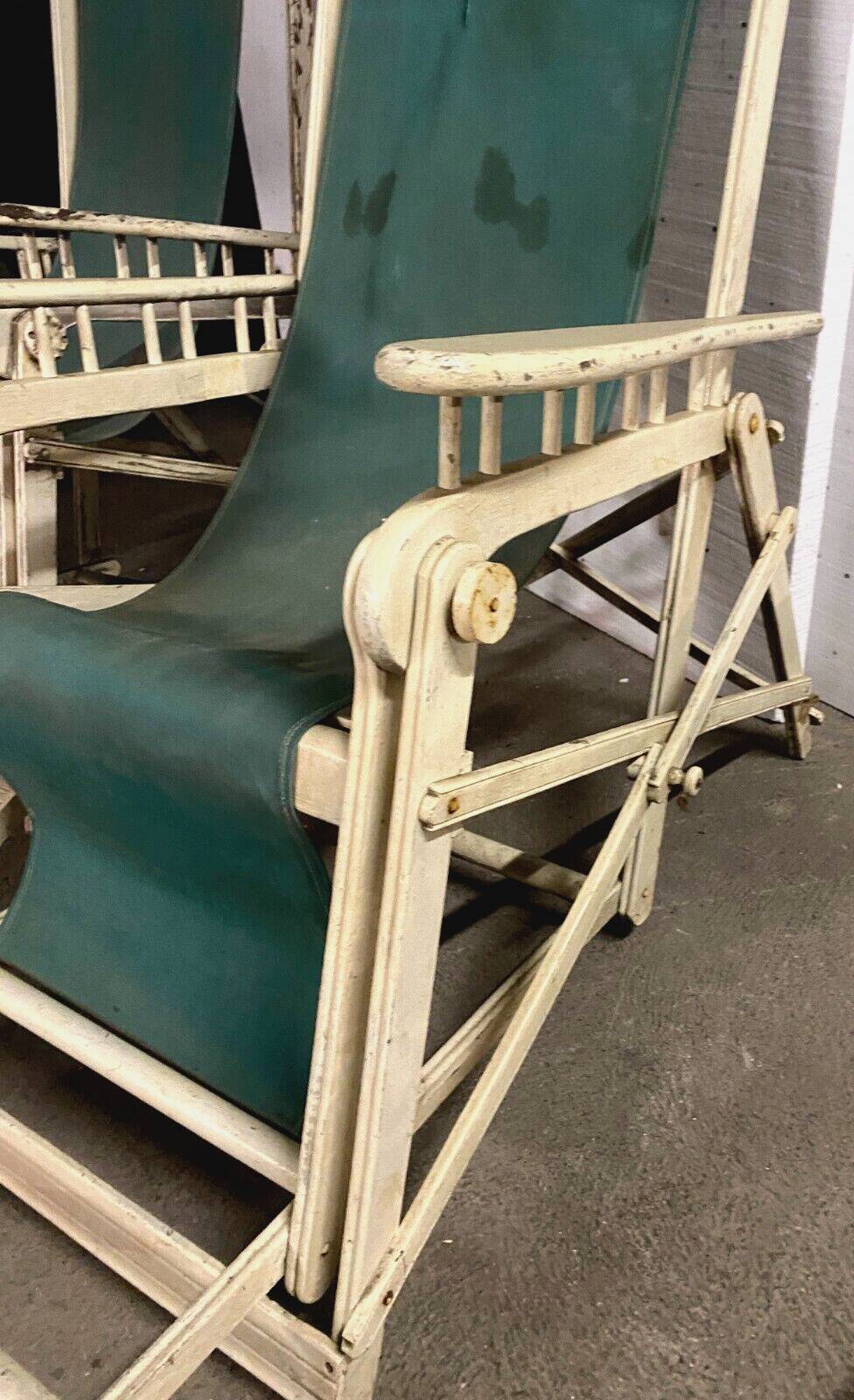 Pair of old 20th century lacquered wood deckchairs