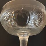 6 Vintage Glass Fruit Bowls Engraved with Fruits