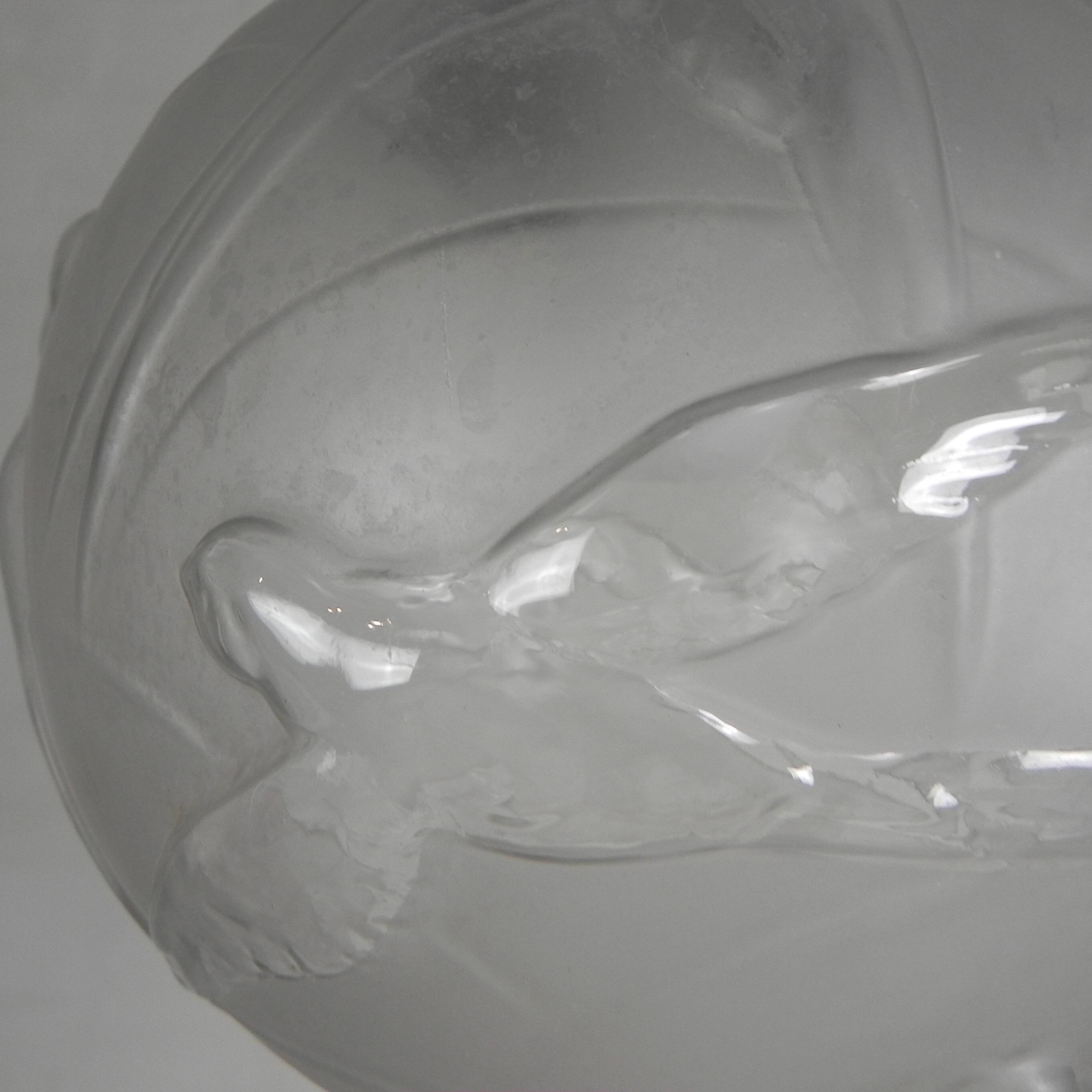 Art Deco pendant light with engraved glass globe and birds, 1930s