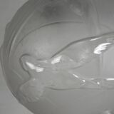 Art Deco pendant light with engraved glass globe and birds, 1930s