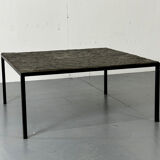 Mid Century minimalistic modernist slate and steel coffee table, 1950s