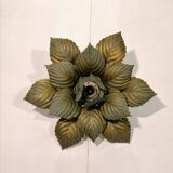 Green and gold Masca flower wall or ceiling light - Circa 1970