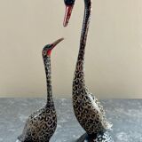 Couple oiseaux anciens laiton