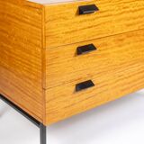 Chest of drawers in varnished blond cherry wood. 1960s.