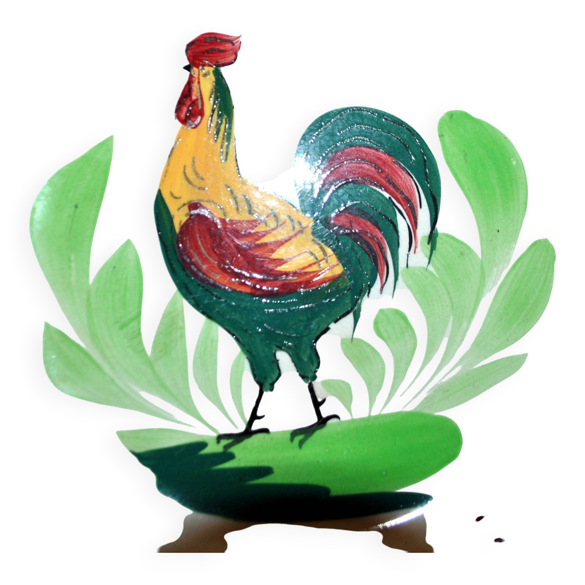 Set of 6 hand-painted Choisy-Le-Roi earthenware COQ plates