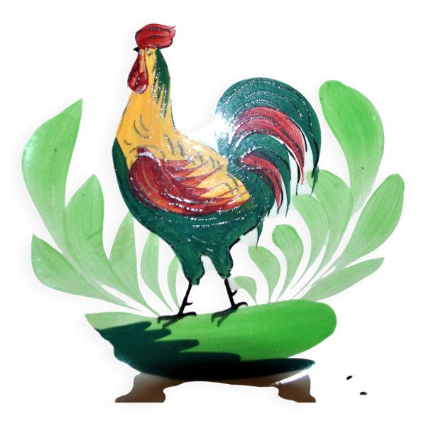 Lot 6 assiettes COQ en faïence Choisy-Le-Roi peint main