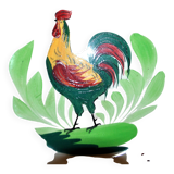 Set of 6 hand-painted Choisy-Le-Roi earthenware COQ plates