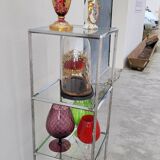 Designer chrome column display shelf - 1970s
