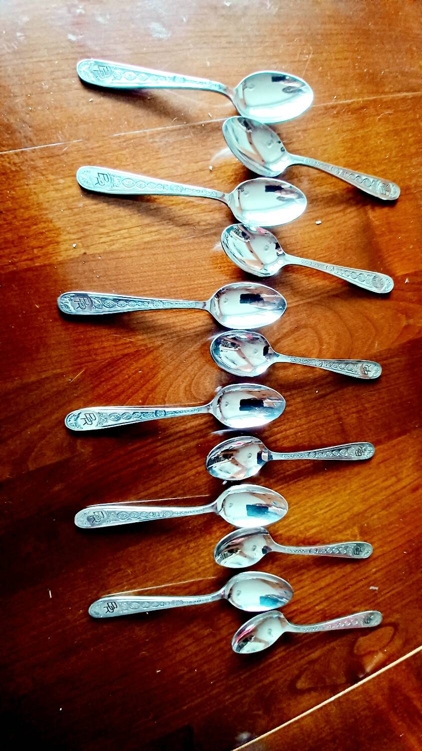Set of 12 small Christofle Art Deco spoons