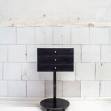 Bedside table shapes in wood and painted iron, marble details, 80s