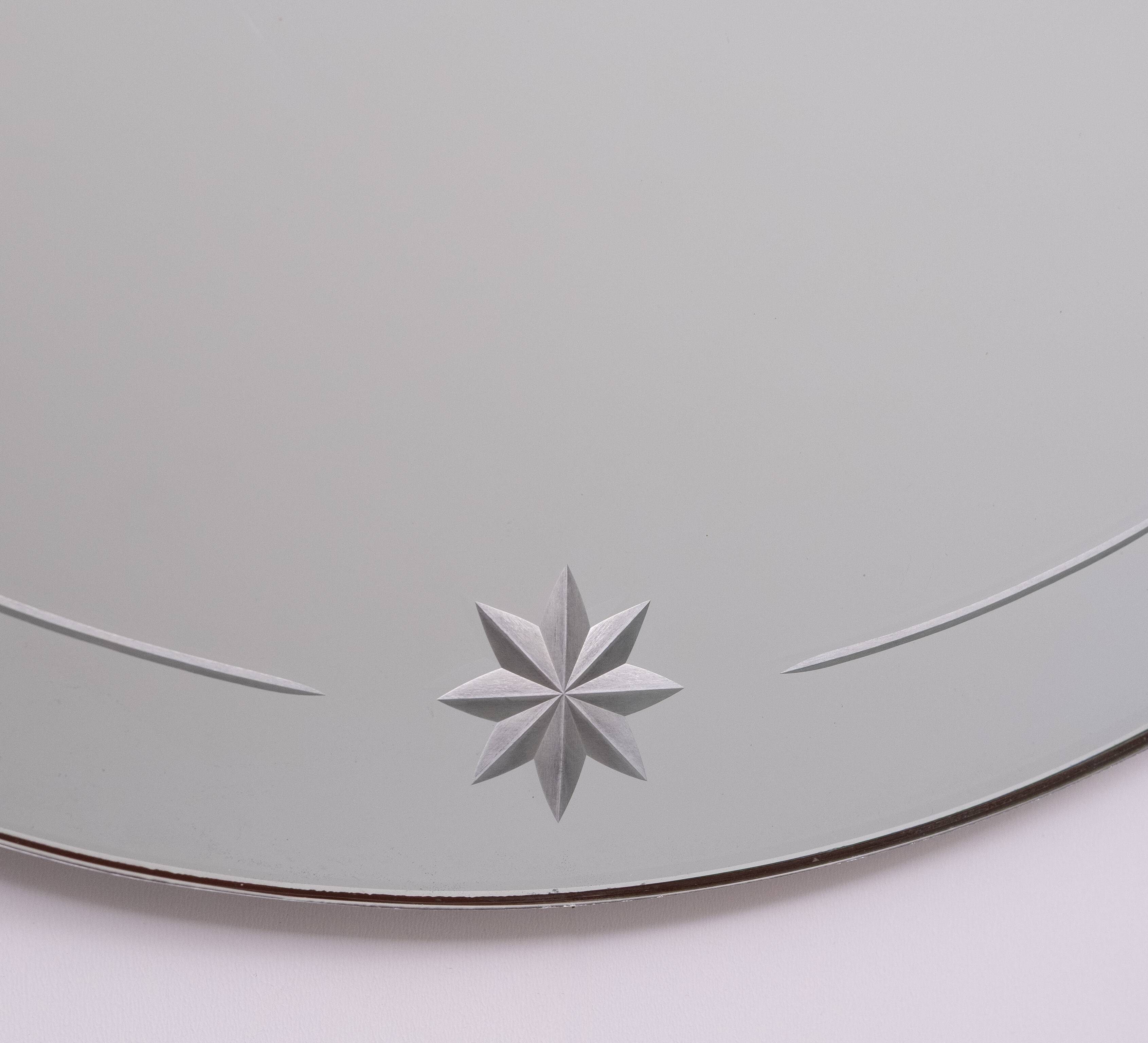 Art Deco Round Wall Mirror on chain 1930s