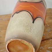 Grand vase émaillé West Germany a nuance orange et beige