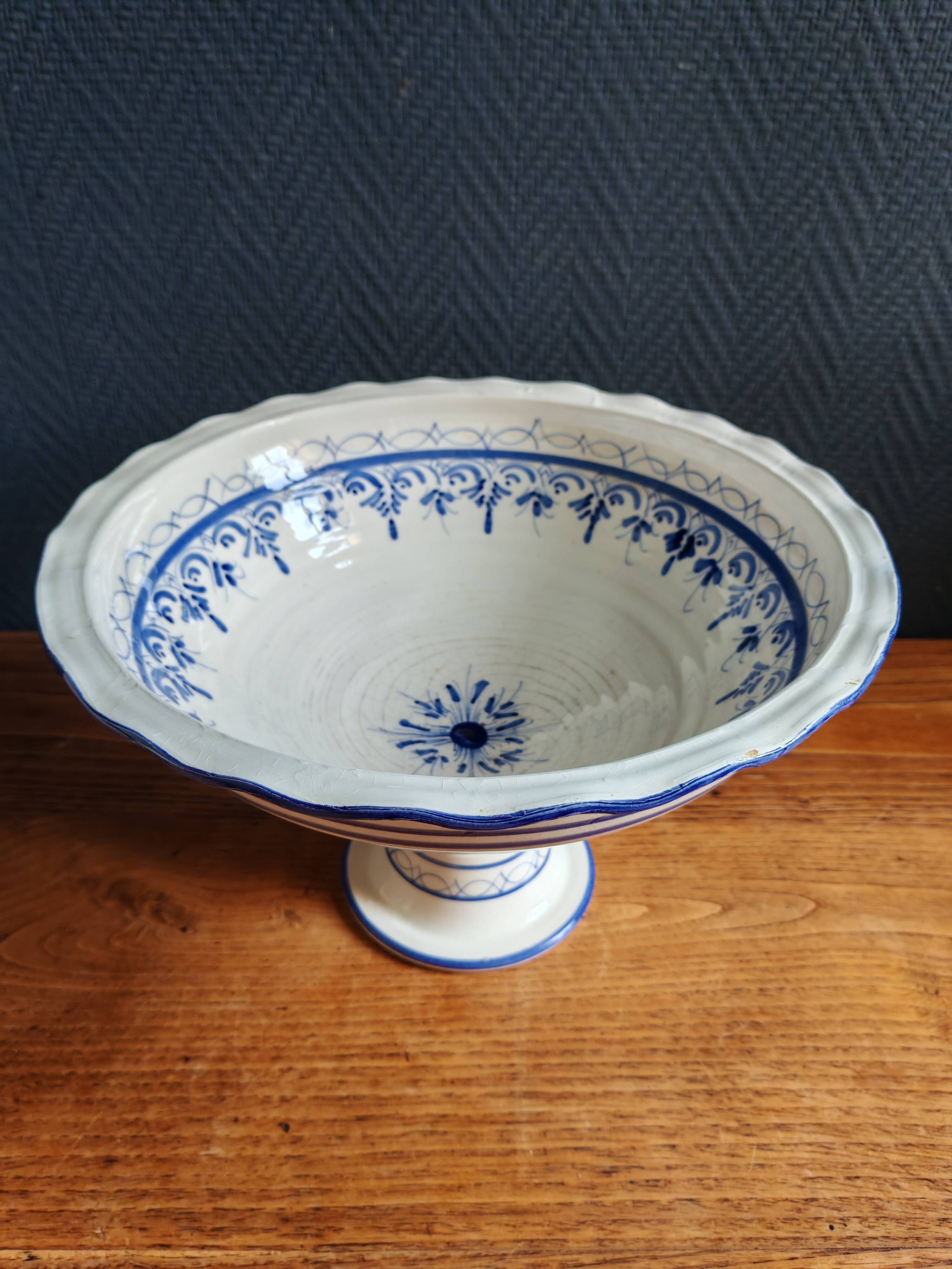 Blue and White Footed Faience Bowl