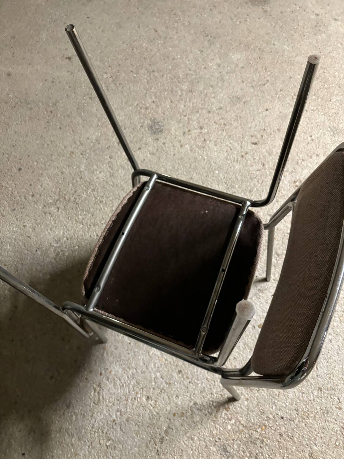 1970s designer chairs in metal and fabric