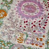 Antique hand embroidered silk suzani bedspread