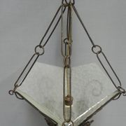 Art deco hanging lamp with 4 cloudy glass plates
